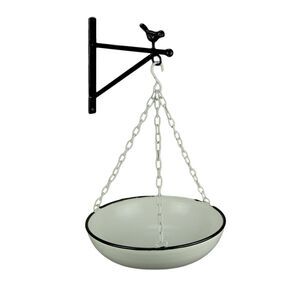 Black and White Enamel Metal Wall Mounted Bowl and Bracket